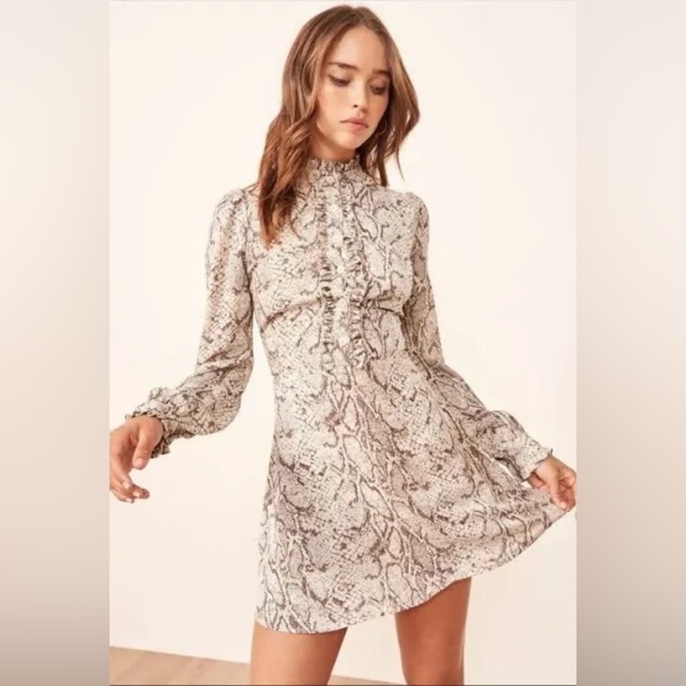 Reformation Mathilda Dress Snakeskin